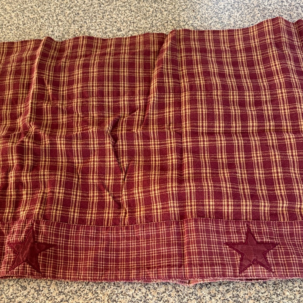 Red Plaid Table Runner with Star Accents